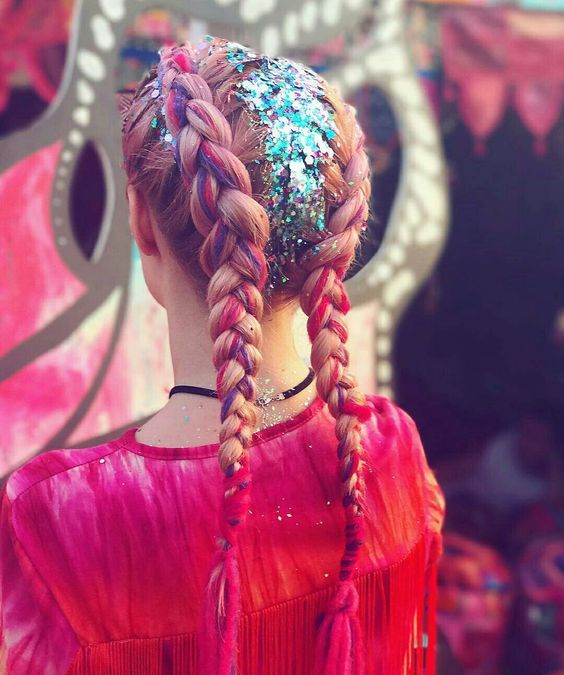 Mix coloured plaits